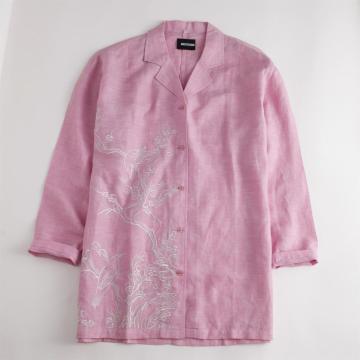 Ladies Blouses Embroidered Cotton Slim Fit Jacket Shirt