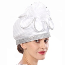 Luxury Women's Formal Dress Satin Kentucky Derby Hat with Rhinestone SD715