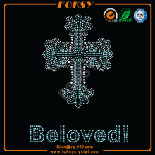 Cross Beloved rhinestone iron on appliques