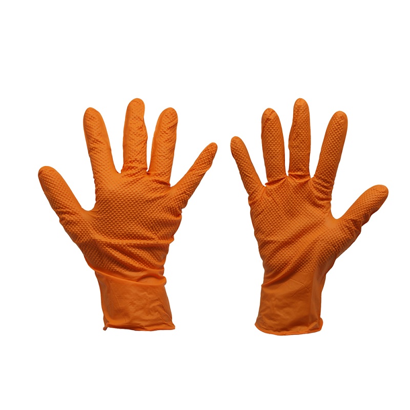 Guantes de nitrilo negro sin polvo de fda CE FDA naranja