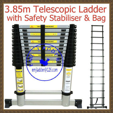 ALUMINIUM MULTI PURPOSE 3.8M TELESCOPIC EXTENDALE LADDER + CARRY CASE BAG