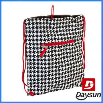 Houndstooth Beach School Gym Purse Drawstring Backpack Bag