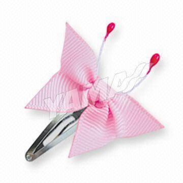 Babies Hair Clip, Measures 42 x 45mm, Made of Satin and Printed Ribbon