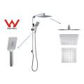 Exposed Square Shower Fixture With Hand Spray Chrome