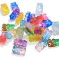 Resina brillante Oso de espalda plana Animal artificial Gradiente Gummy Bear Charms para accesorios para el cabello Adorno de caja de teléfono