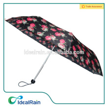 3 Fold Hand Open Light Aluminium Women Rose Umbrella