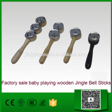 Factory sale baby playing wooden Jingle Bell Sticks