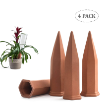 Automatic Drip Watering System - Set of 4 Terracotta Plant Nanny Self-Watering Stakes