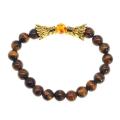 Men Dragon Beads Tiger's Eye Charms Stretch Bracelet