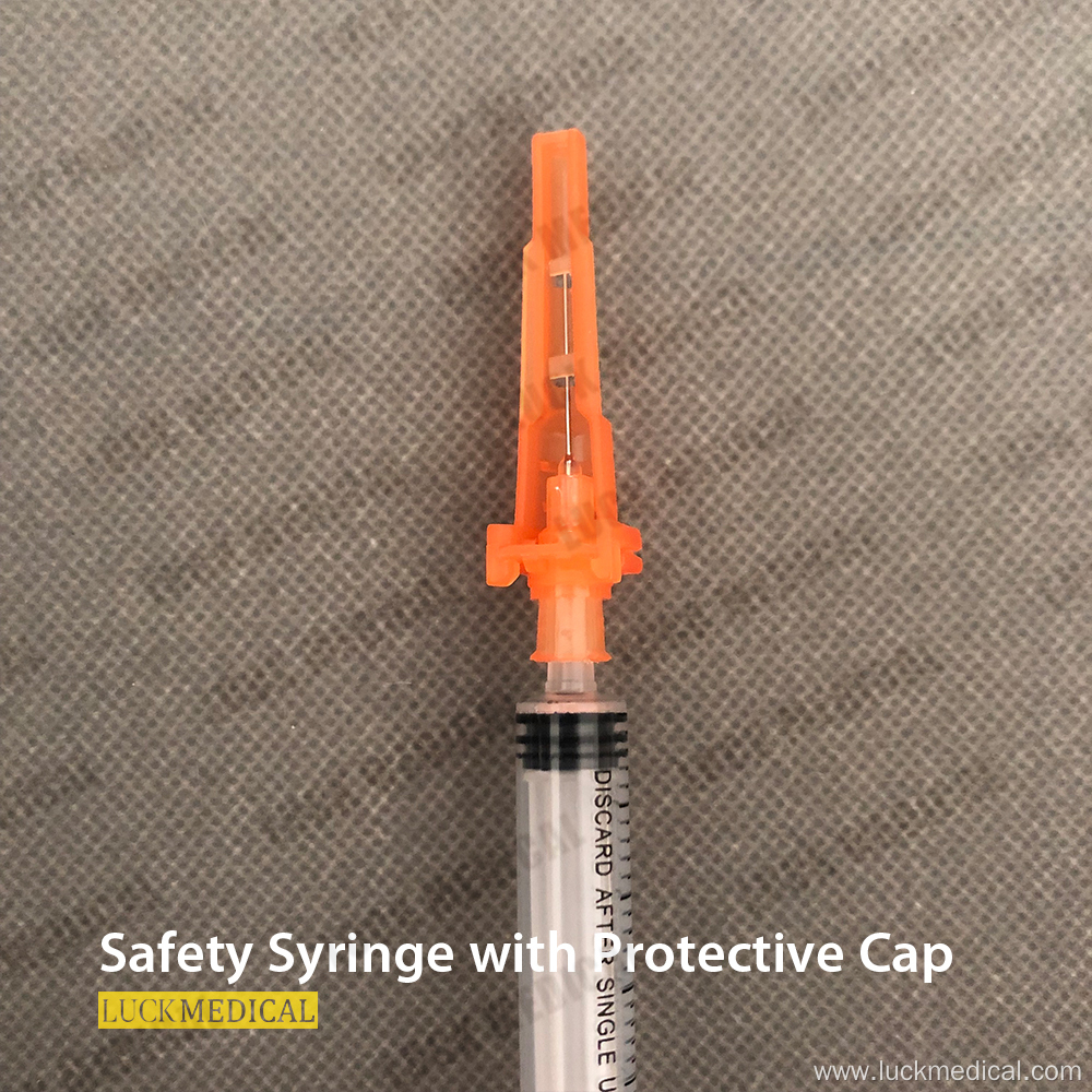 Disposable Medical Safety Syringe with Protective Cap