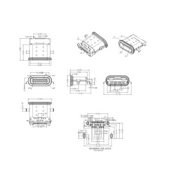 Type 24P Female Waterproof 90° SMT for back