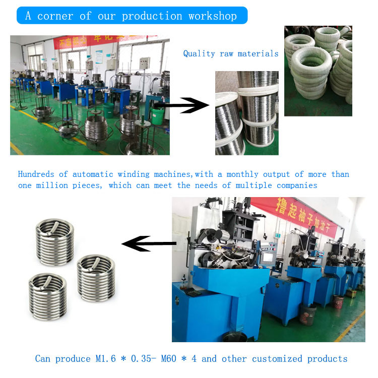 Stainless Steel Wire Thread Inserts Fastener with ISO Certificate M18 Type