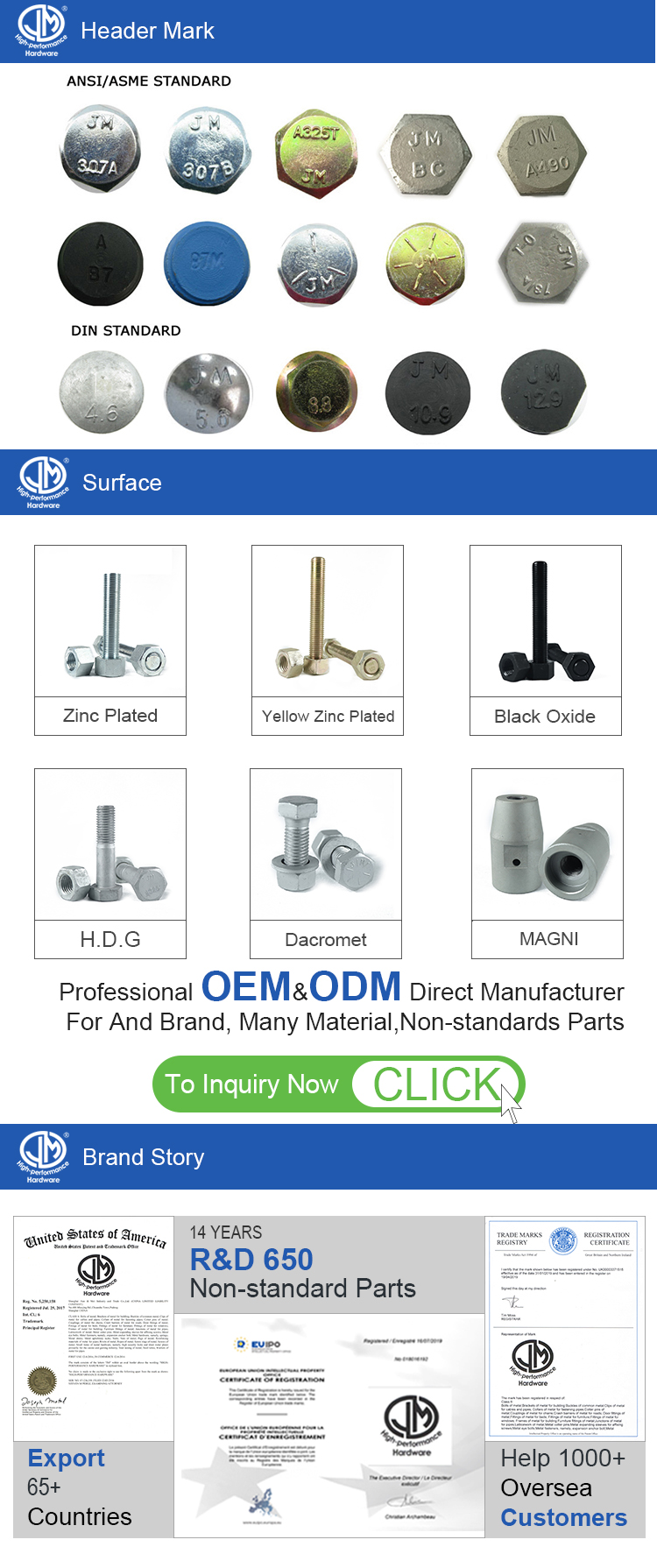 Stainless steel structural bolts / Heavy hex bolts