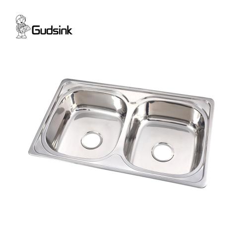 Countertop double bowl kitchen basin sink