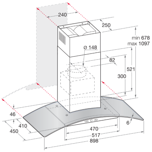 Hotpoint gebogen kappen 90cm