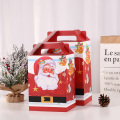 Caixa de papel de presente de Natal impressa personalizada com alça