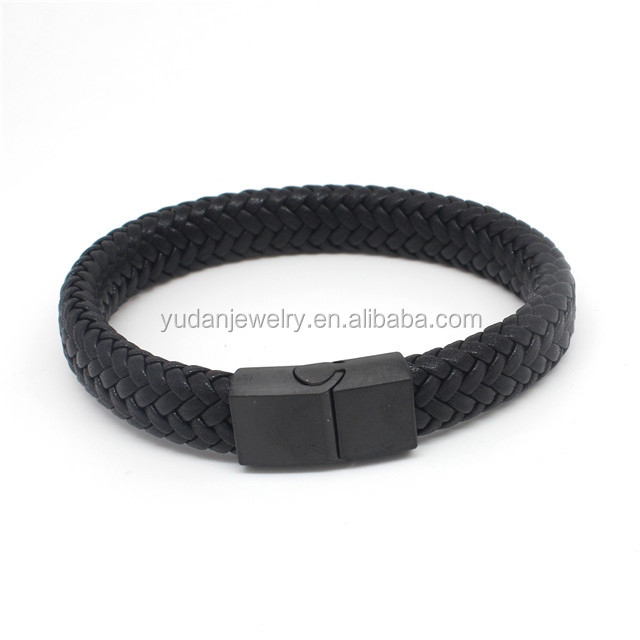 2019 hot sale Male Leather Bracelet With Stainless Steel Magnetic Clasp