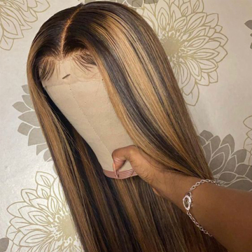 Fashional piano colored wig 10A Grade virgin cuticle aligned Hair 150% 220% density highlight color lace frontal wig