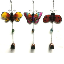 Popular Hanging Garden Decoration Metal Wind Bell with Stained Glass