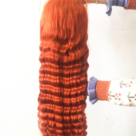 Ginger Deep Wave Colorful Lace Front Wig Human Hair Colored Wigs Human Hair Lace Front Ginger Orange Colorful Lace Wig