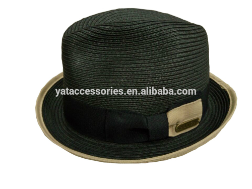 Black woven paper straw hats for men, new design fedora hats, summer hats for men