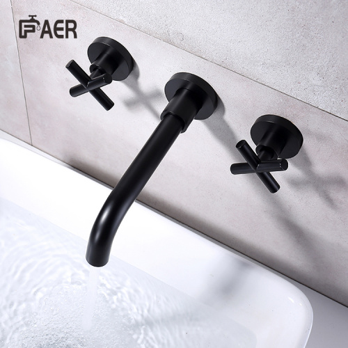 Freestanding Tub  Faucet Matte Black 3 Hole Double Handle Brass Faucet Factory