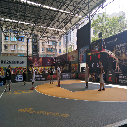 Corte de basquete esportivo ao ar livre, jogo de basquete 3x3