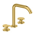 Brass mixer tap gold 3-hole basin mixer faucet