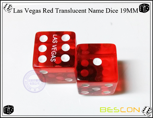 Las Vegas Red Translucent Name Dice 19MM