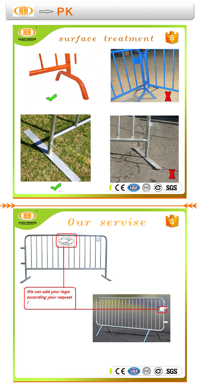 Barreras de seguridad de construcción de acero portátil de seguridad y barricada de control de multitudes de conciertos Barricada