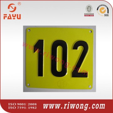 Aluminum sign plate, sign number