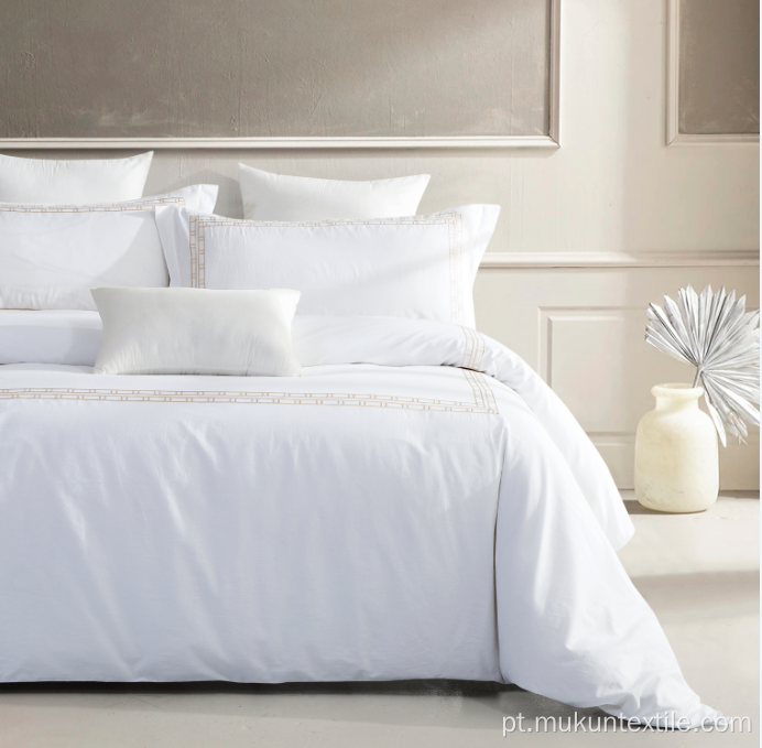 Hotel luxuoso folha de cama de algodão branco