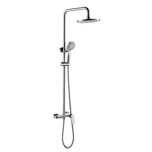 Three-function bathroom shower unit with downspout