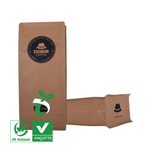 Saco de café de papel com fundo de bloco de 500g com zíper