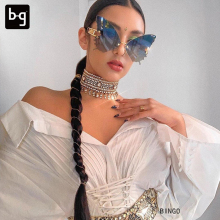 Wing Sun White Label Butterfly Shaped Branded Sunglasses for Women