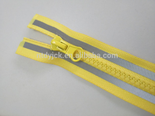 Yellow and red auto lock 5# open-end reflective plastic resin zippers