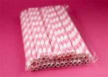 Custom pink and white paper straws