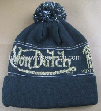 Von Dutch Knitted Hat With Pompom