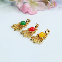 Wholesale Gold Plated Jewelry: Stone Agate & Chalcedony Pendants in GoldFish Shape Gemstones