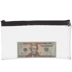 Clear Vinyl 16 Mil Bank Deposit Bags / Wallets With Zipper Closure