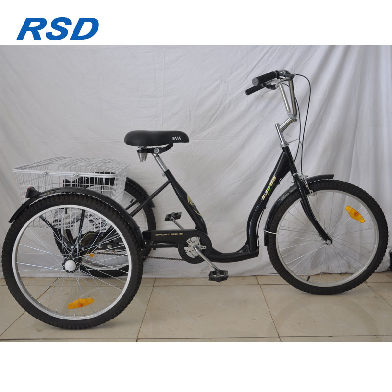 three wheel bicycle with 2 seat/adult tricycles for women 26 inch/adult tricycle rear basket