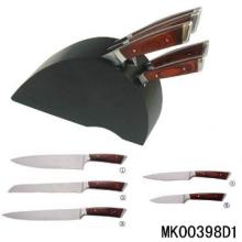 5PCS COLOR WOODEN HANDLE  KNIFE SET WITH STAND IN BOX
