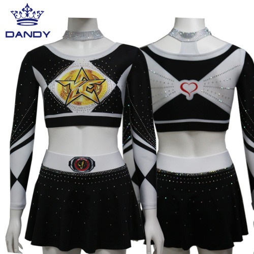 Custom Shining Rhinestone Cheerleading uniforms for youth