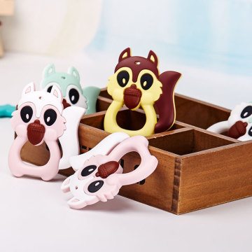 Fast Delivery Christmas Presents FDA Approved Cute Squirrel Baby Teether Silicone