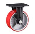 Super Heavy Duty Red Fixed Iron Pu Casters