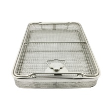 Disinfection Basket Stainless Steel Wire Tray Mesh Square Basket with Lid Basket Disinfection Case