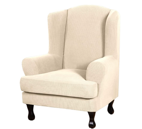 2 Piece Stretch Jacquard Wingback Chair Covers