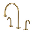 Brushed gold matt black 3 hole washbasin faucet