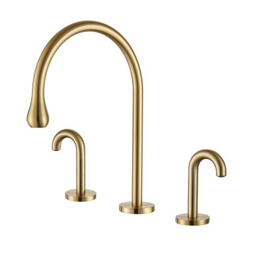Faucet for Shower Brushed Gold Brushed gold matt black 3 hole washbasin faucet Manufactory