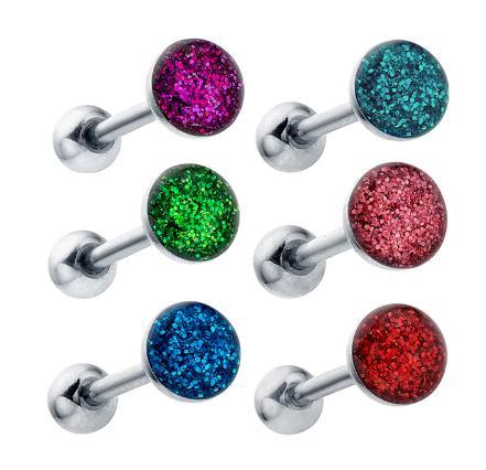 Sparkling Round Enamel Ferido Gem Tongue Ring